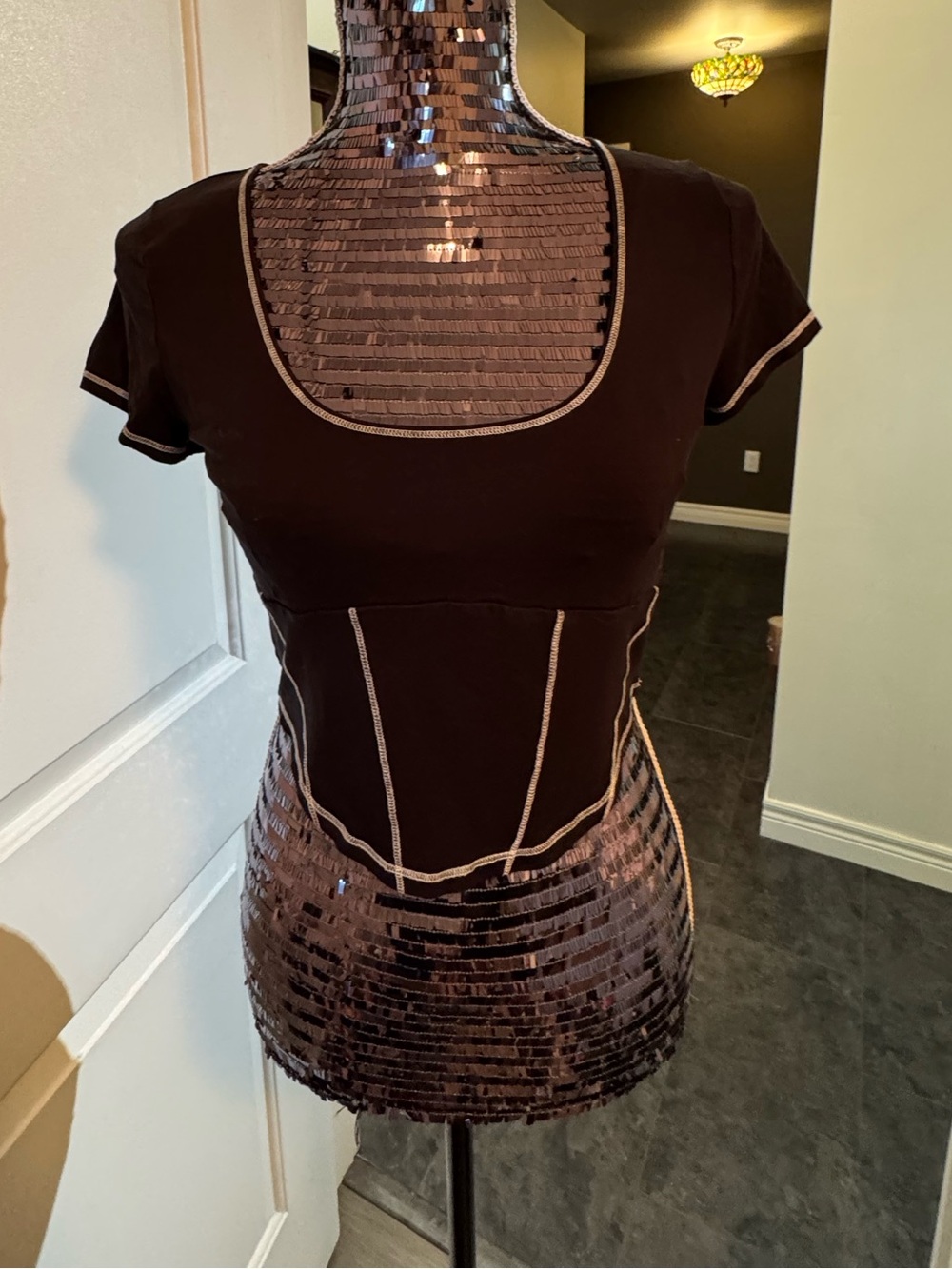 Garage Women's Black Contrast-Stitch Crop Top L